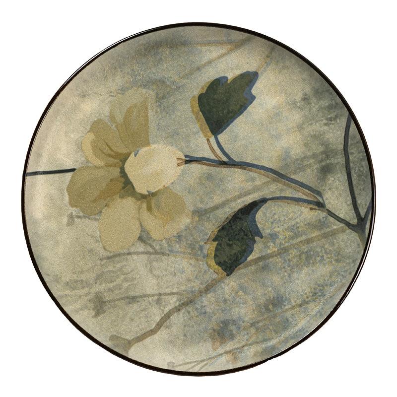 Plate Household High-End Ink Painting Dinner Plate High-Value Vegetable Plate Tableware Plate Round Plate Western Food Plate