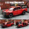 1/32 Dodge RAM MAMMOTH Pickup Spielzeugauto Miniatur-Druckguss-Metall-Geländewagenmodell Pull Back Sound Light Collection Geschenk Junge