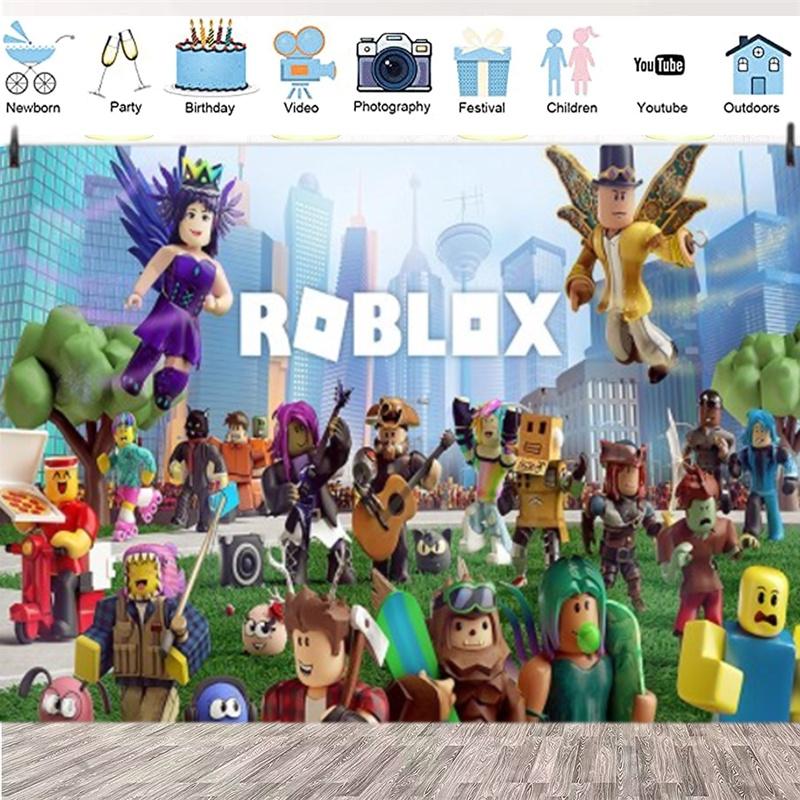 Roblox Boys' Game Birthday Party Decoration Banner 5x3 Ethylene Photography Backdrop Cloth