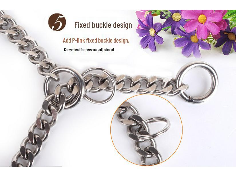 Stainless Steel Dog Chain Collar & Leash Set, Polished P Chain