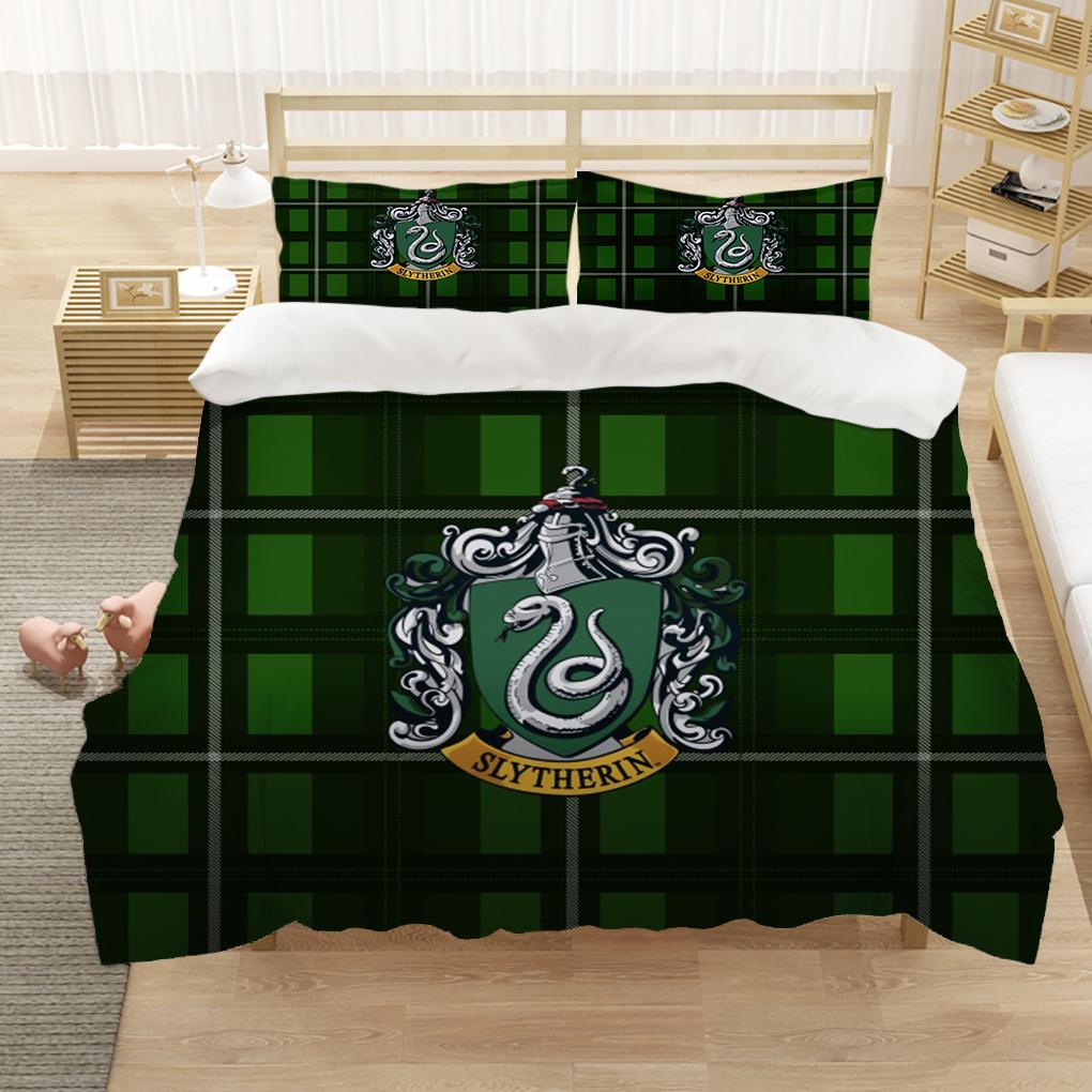 Marauders Map Four Magic College 3Pcs Duvet Cover Sets Cartoon Bedding Set Sheet Children Room Bed Sheet Pillow Case