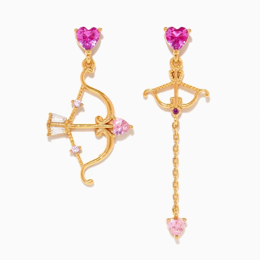 

Asymmetrical Earrings New Exquisite Rose Zircon Love Heart Arrow Drop Earrings Fashion Temperament Elegant Women s Jewelry