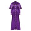 Womens Metallic Trim Church Choir Robe Stand Collar Long Sleeve Button Loose Dress