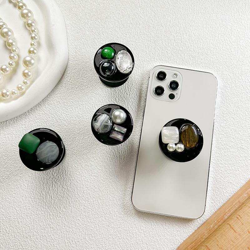 Feng Shui Diamond, Gemstone Epoxy Round Mobile Phone Case, Airbag Bracket, Paste Retractable Portable Desktop Support