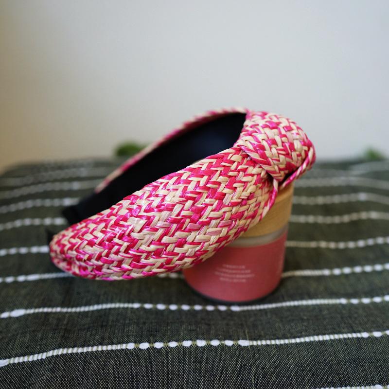 Holiday Beach French Retro Small Fresh Purple Green Lafite Straw Rattan Headband Headband Spring And Summer Versatile