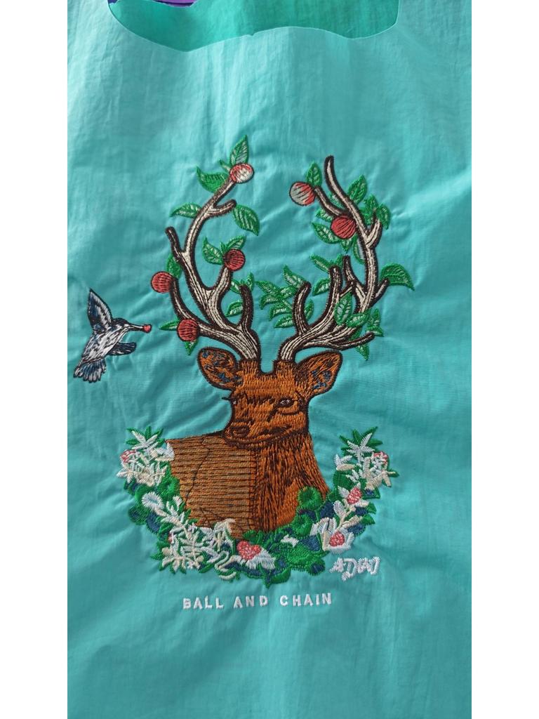 Trendige blaue bestickte Bucket Bag - Vielseitige Handtasche aus Oxford-Gewebe mit großem Fassungsvermögen