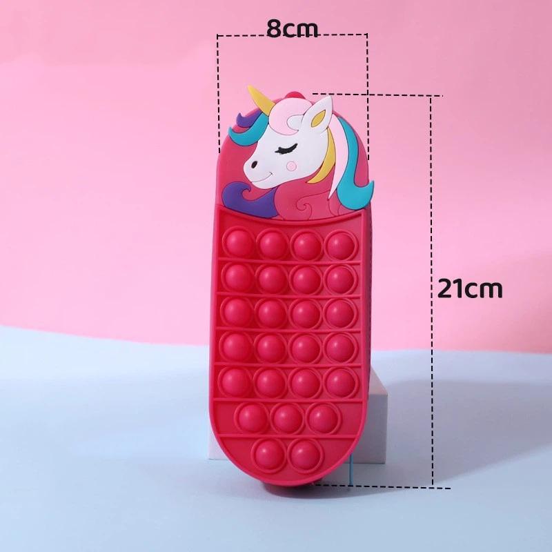 Cartoon Unicorn Pencil Case - Press And Squeeze For Relaxation, Large Capacity Pencil Box, Children's Cute Stationery Bag