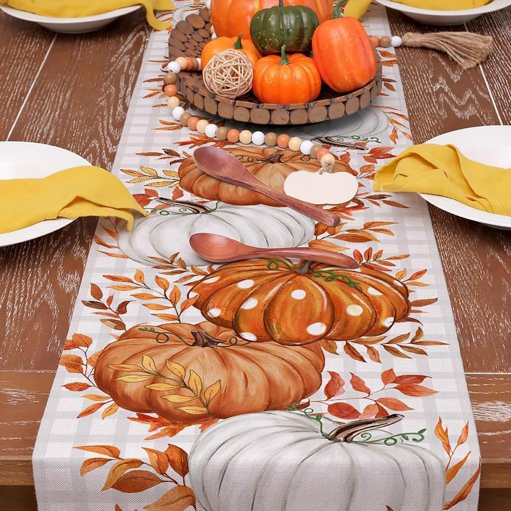 Table Runner  1PC Autumn Thanksgiving Table Runner Pumpkins  Dining Table Decoration Tablecloth for  Picnic Harvest Party Decor