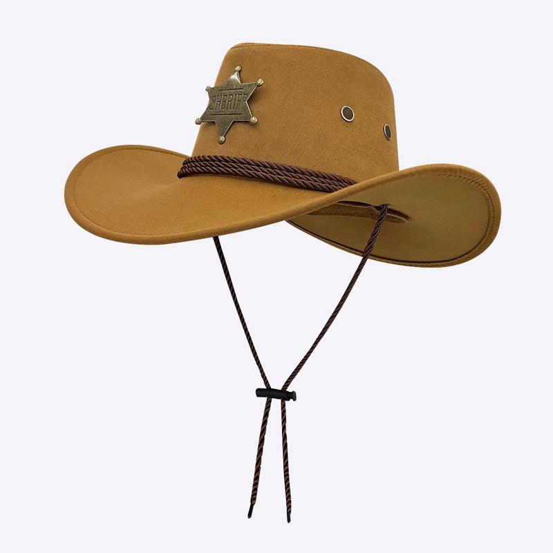 Westlicher Stil Cowboyhut Unisex Outdoor UV-Sonnenschutzhut mit winddichtem Seil Gentleman Cowgirl Jazzhüte Sombrero Hombre