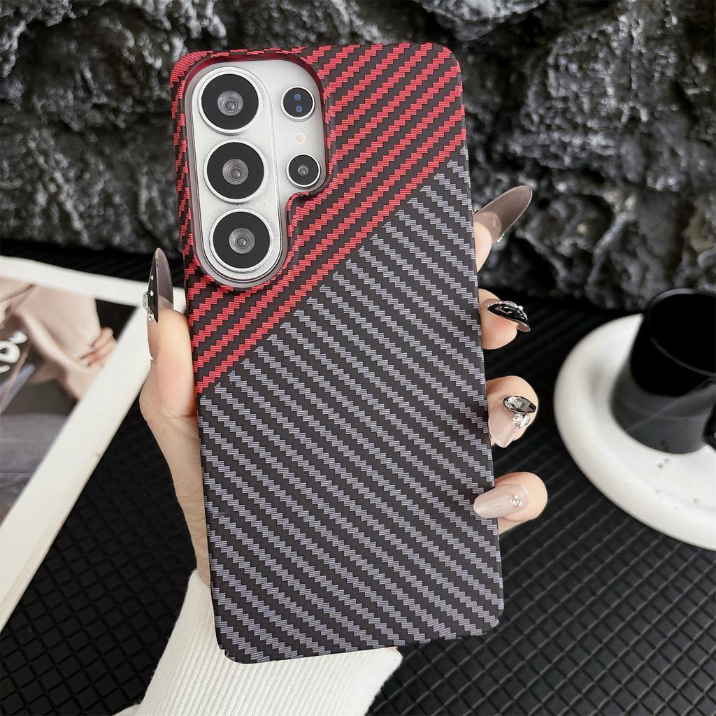 Business Carbon Fiber Kevlar Magnetic Case for Samsung Galaxy S26 Ultra S23 S24 S25 A57 A37 A17 A16 A56 A15 A55 Slim Hald Cover