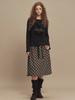 Cecese String Check Midi Skirt Black