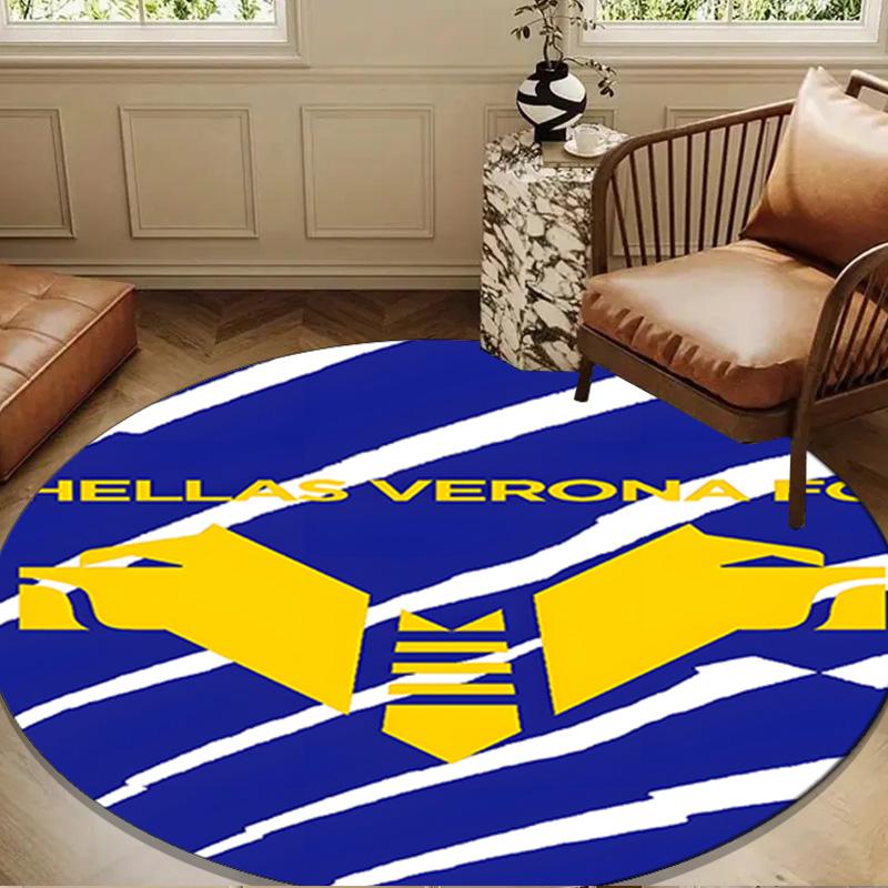 1PC Hellas-Verona Crest Round Rug for Livingroom,Bedroom, Palyroom, Chair Rug, Area rug, Circle Carpet, Large Size Fan Christmas gift