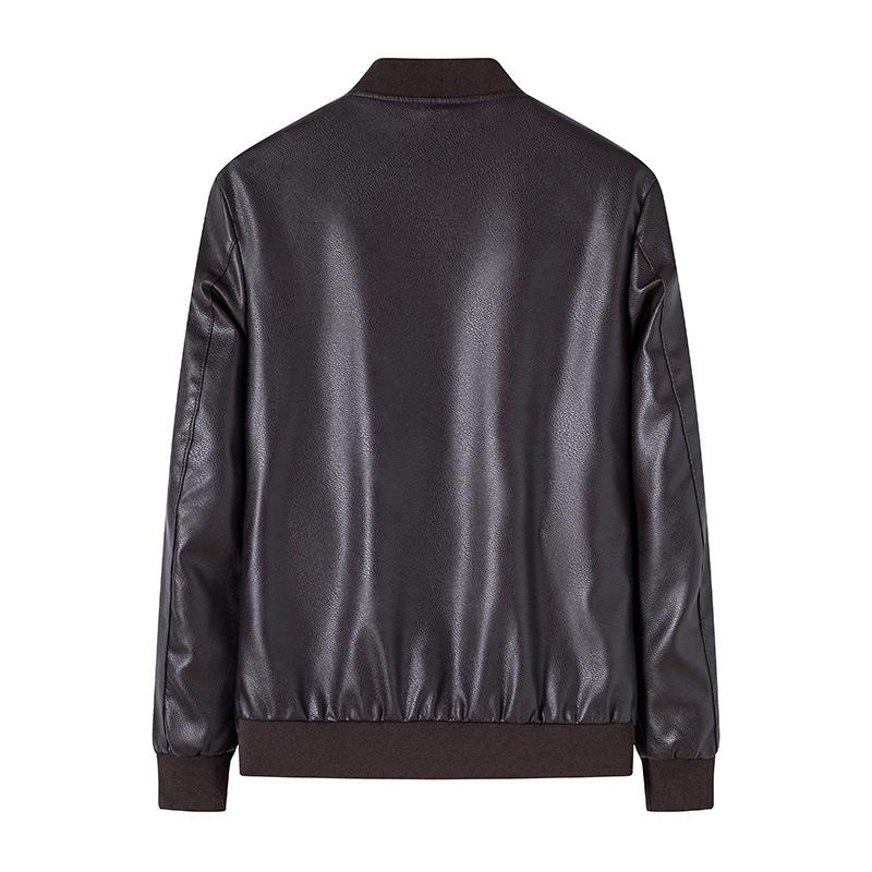 Spring and Autumn New Style Baseball Collar Leather Jacket Men's Slim Handsome Jacket Youth Motorcycle Stand Collar Leather Jacket