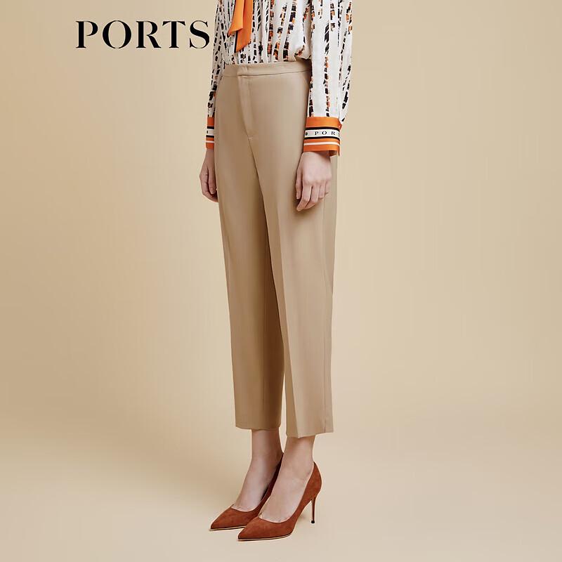 PORTS Women's Fawn Brown Slim-Fit Casual Pants