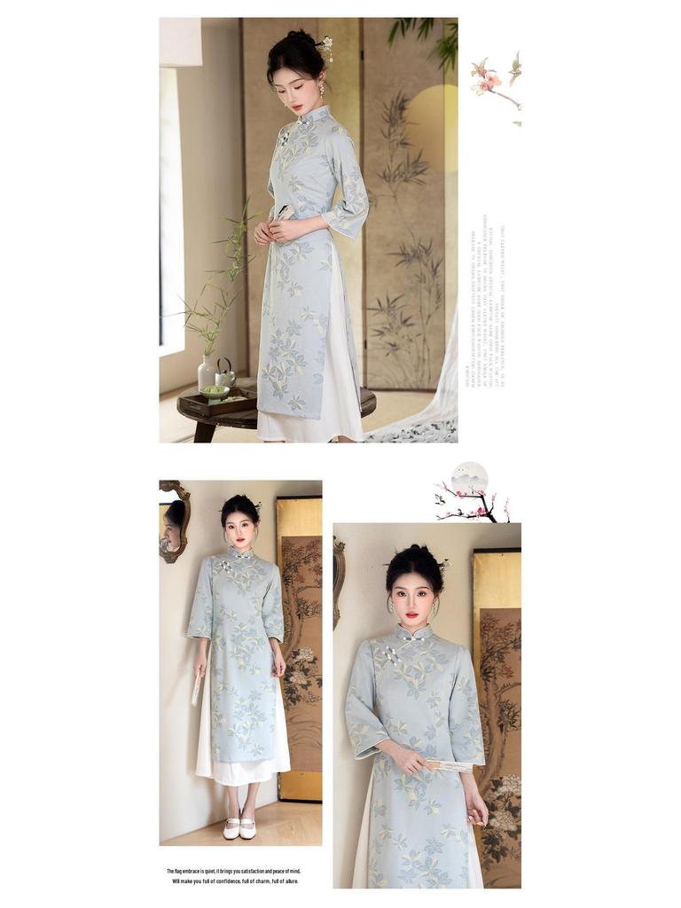 New Autumn-Winter Collection: Young Retro High-End Chinese-Style Ao Dai Qipao Dress