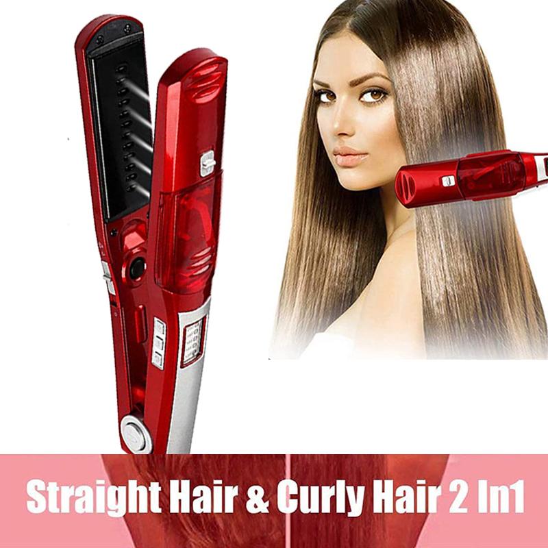 Professional Electric Steam Flat Iron Hair Straightener Titanium Ceramic Hair Straighting Hair Styling Tool