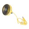 Car Fan with LED Light Air Vent Clip Fan 3 Speed Strong Wind USB Charging for Cars Tables Home Office Yellow