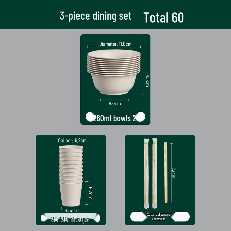 Beiyou Rice Husk Disposable Tableware Set