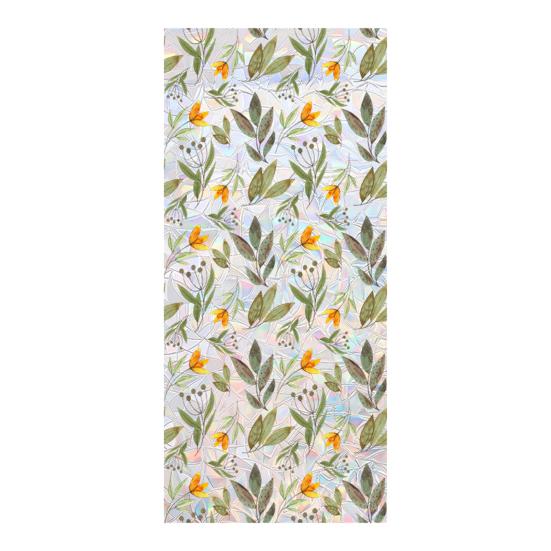 4 Sheets Rainbow Floral Window Privacy Film Stained Glass Decorative Decals Sun Blocking Heat Control Static Glass Clings for Bedroom Living Room