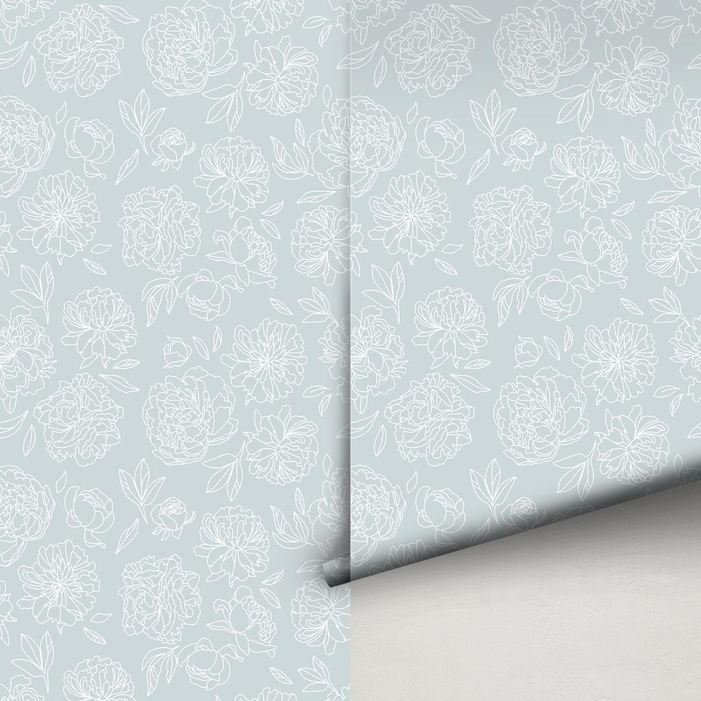 Peel and Stick Peony Floral Wallpaper Self Adhesive Blooming Flower Wall Decor Paper Waterproof Cabinet Sticker