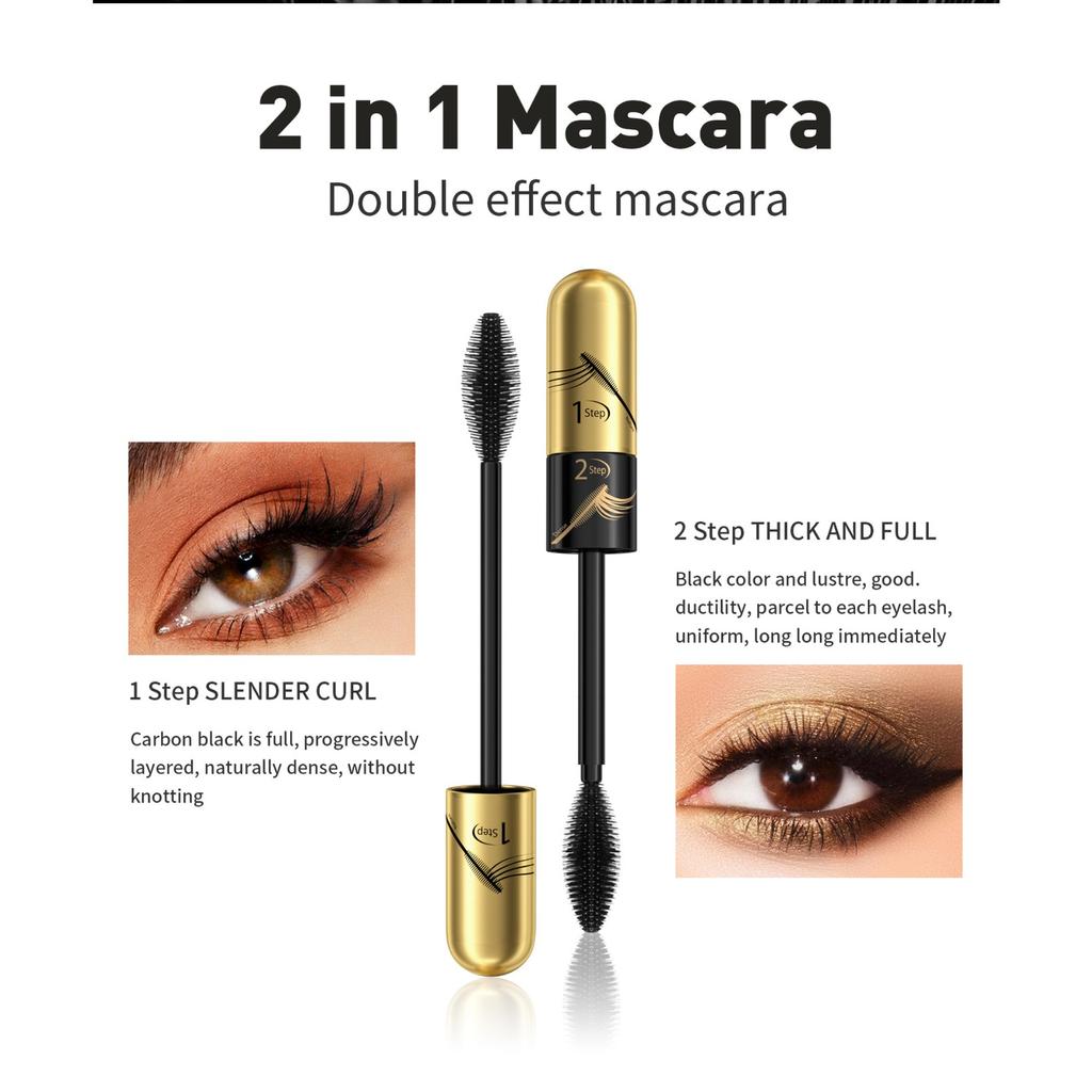 Mascara Naturel Mince, Résistant à la Sueur et Ne Coulant Pas, Mascara à Double Effet Dense et Recourbé