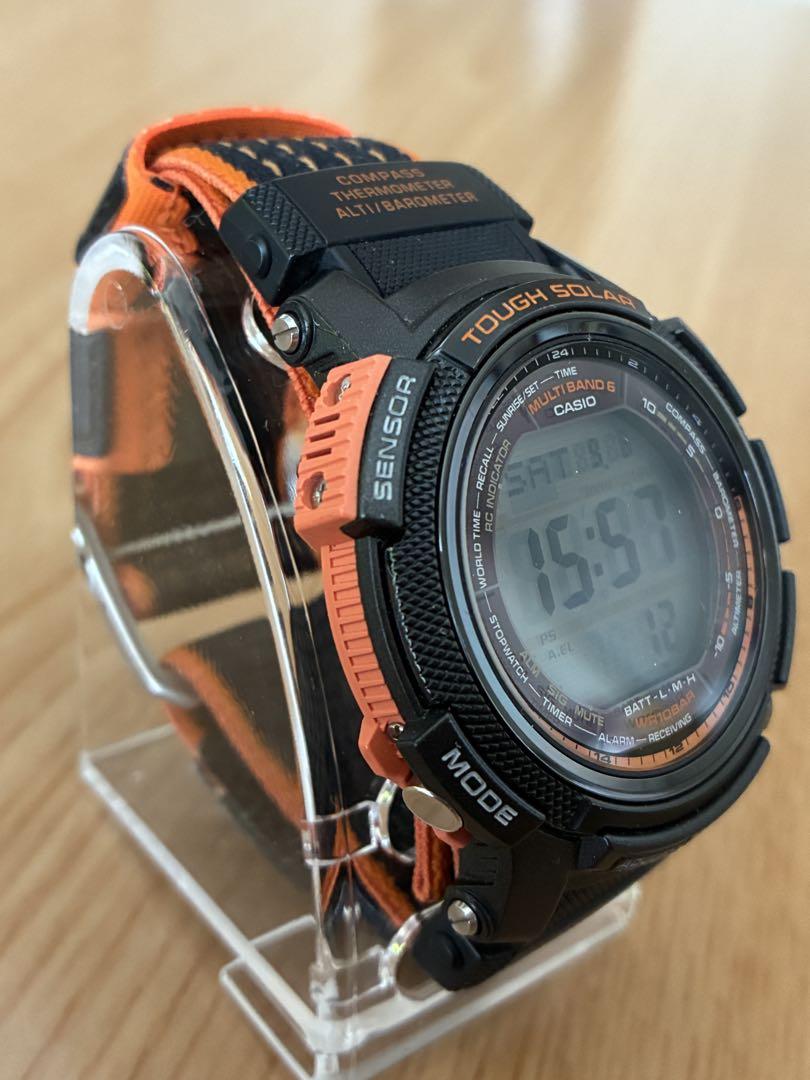 

[USED] Casio Pro Trek PRW-2000CA Radio Solar Watch, Black x Orange