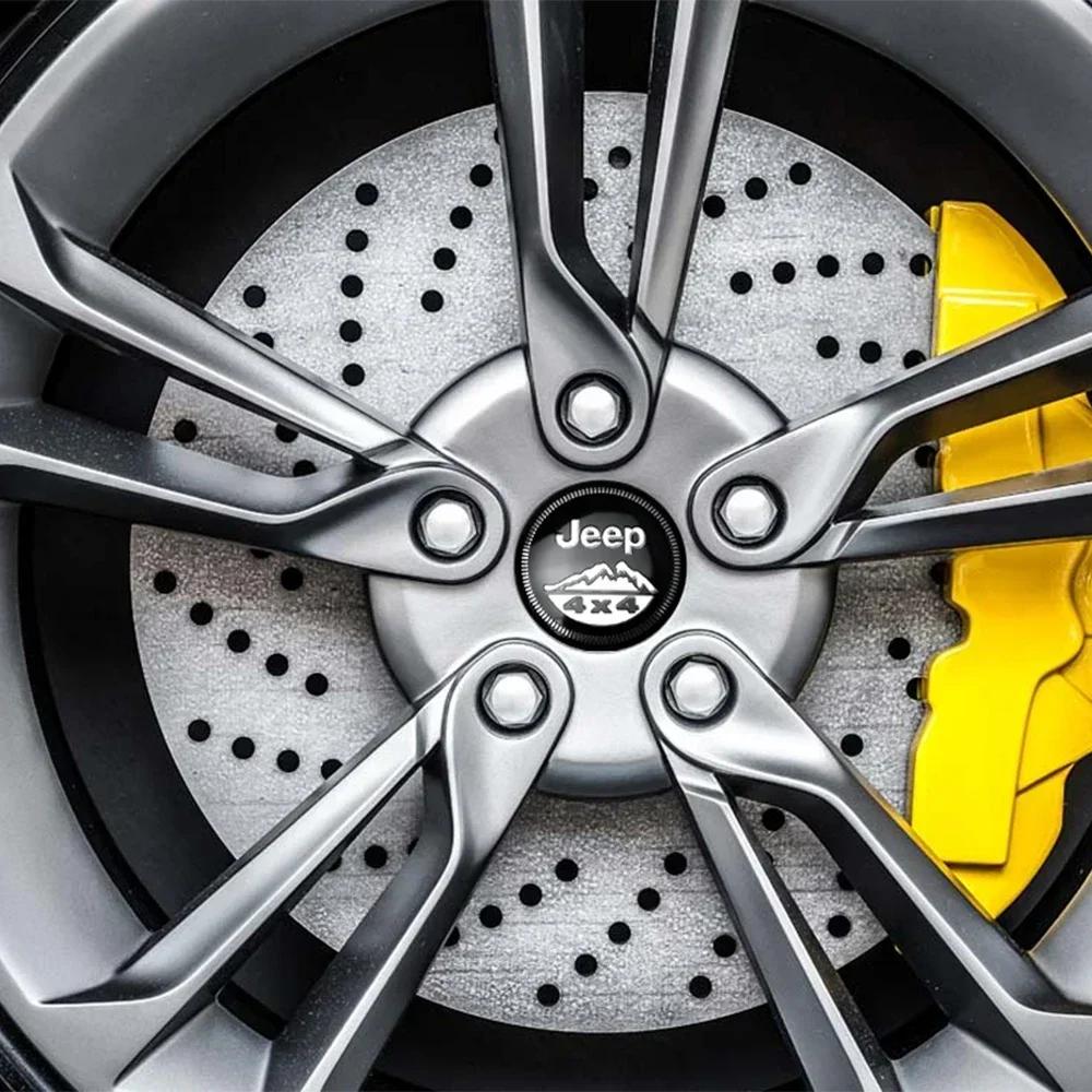 4Pcs Car Wheel Rim Center Hubcap Sticker Styling for Jeep Compass Patriot Grand Cherokee Wrangler JL Commander Renegade Liberty AMV1