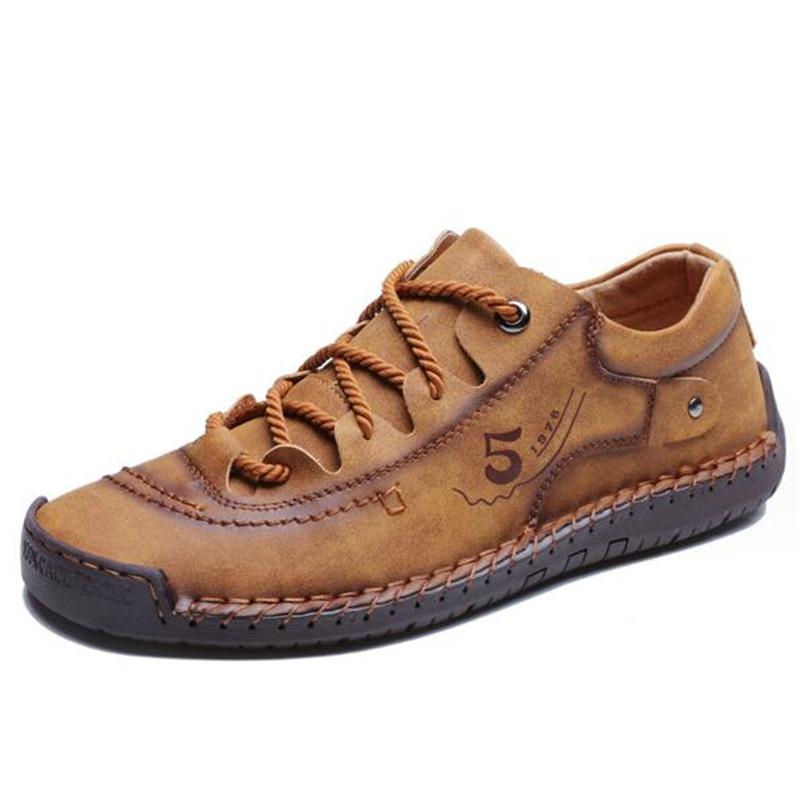Handmade Leather Mens Shoes Comfortable Casual Walking Sneakers Men Loafers Hot Sale Vacation Driving Shoes Big Size 38-48