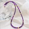 Vintage High Quality Purple Quartzite Natural Royal Amethyst Design Sense Necklace Collarbone Chain Women