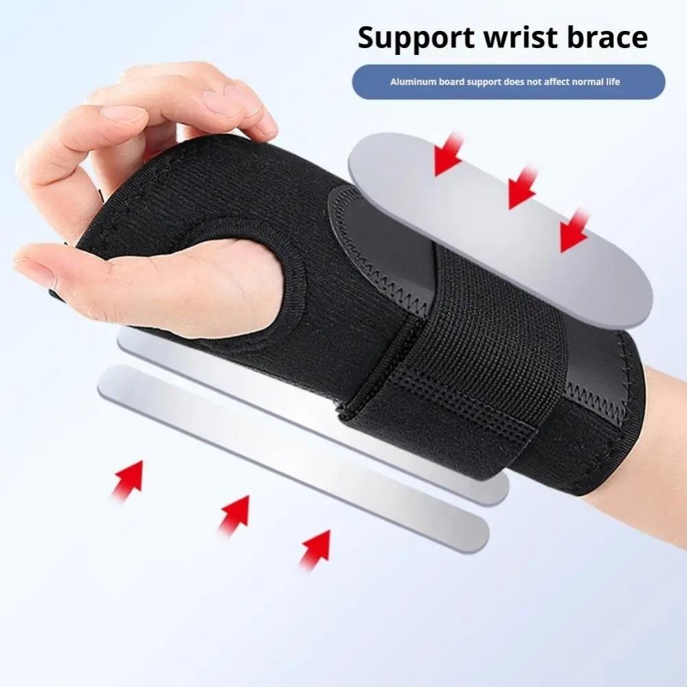 New Black Wrist Brace Adjustable Soft Wrist Support Aluminum Plate Compression Splint Stabilizer Secure Fastening