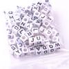 100pcs Letter Alphabet Beads 4mm Square White Acrylic Beads DIY Jewelry Accessories