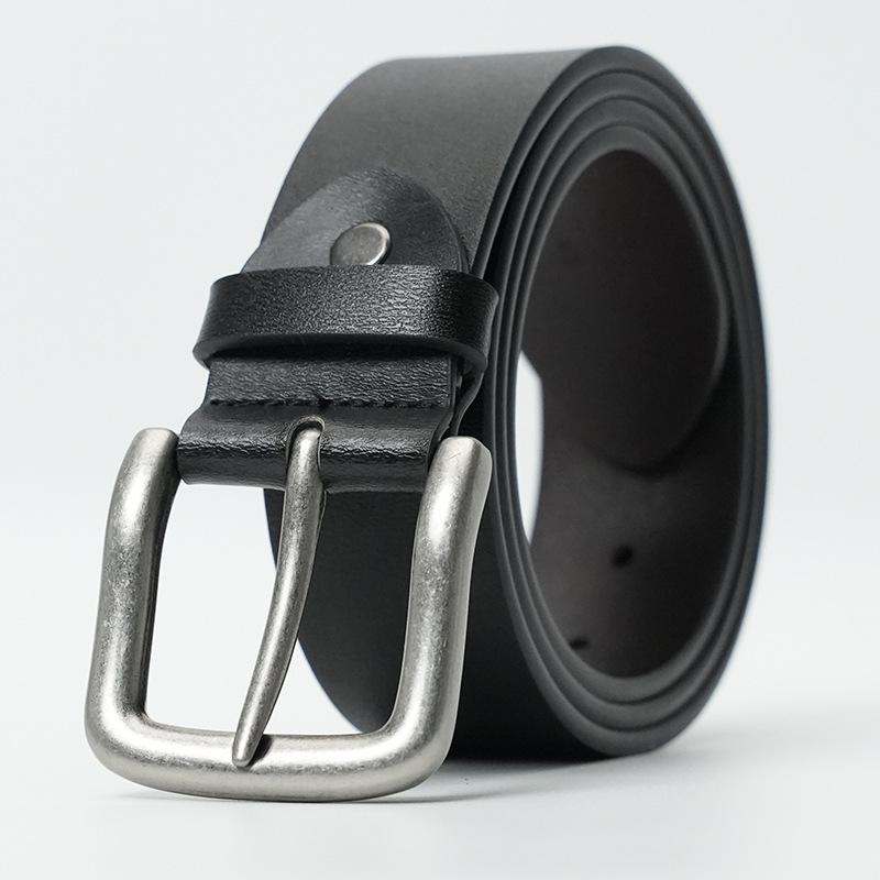 Men's Retro Genuine Leather Belt - Pin Buckle Cowhide Waist Belt for Business and Casual Wear, Suitable for Middle-Aged and Young Men.