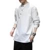 Men's Spring and Autumn Vintage Tang Shirt Linen Breathable Long Sleeve