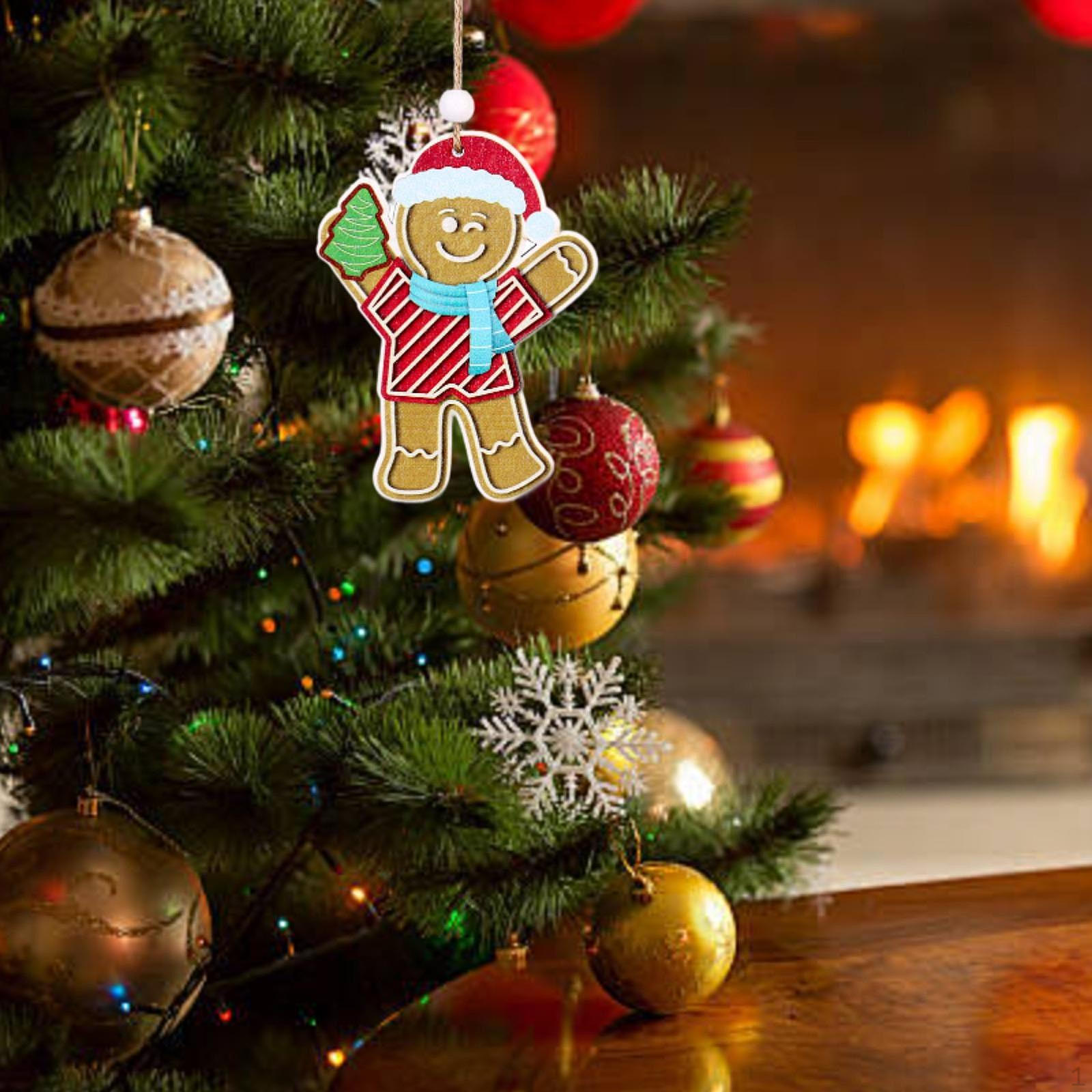 

Gingerbread Man Christmas Ornament Charm Pendant Cute Hanging Decoration for Home Malls Holding Gift Box