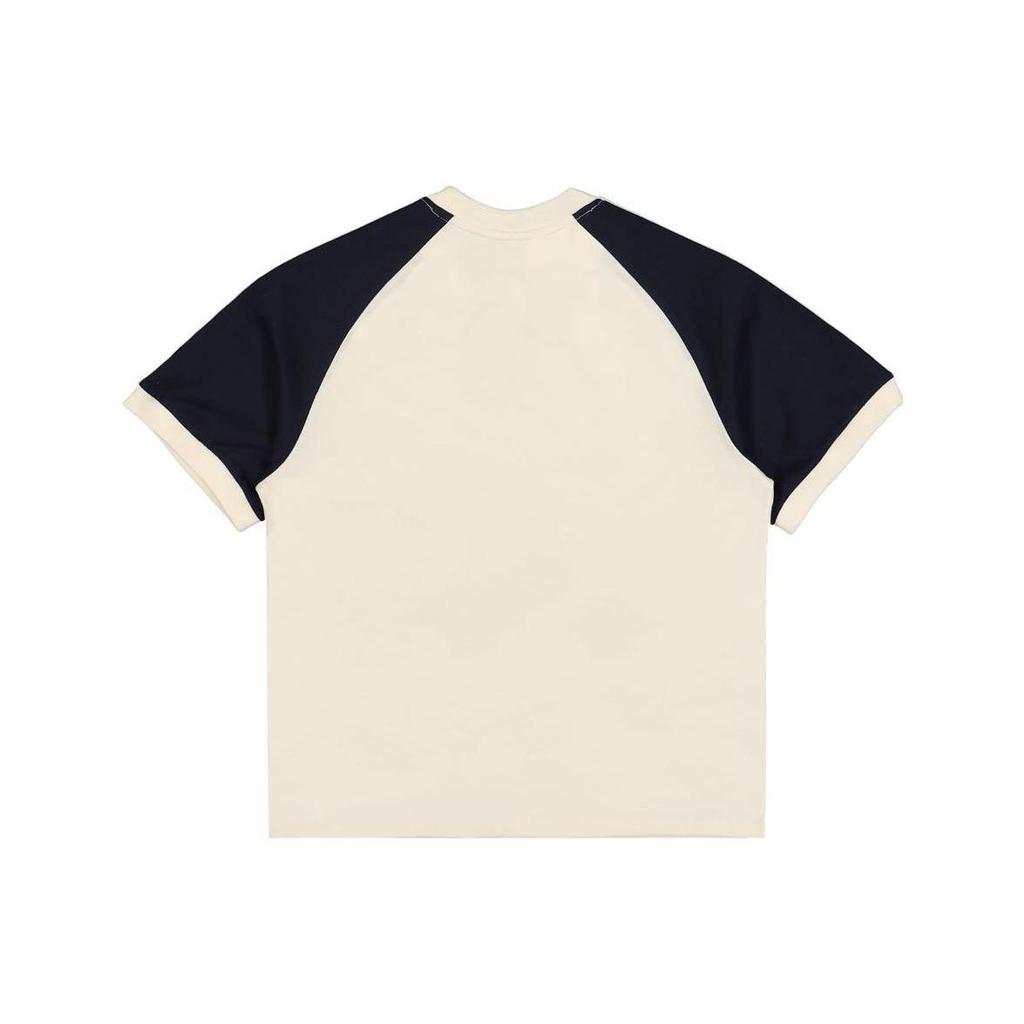 adidas Originals Sporty & Rich Women's Cream Navy 3-Stripes Short Sleeve T-Shirt IN5251