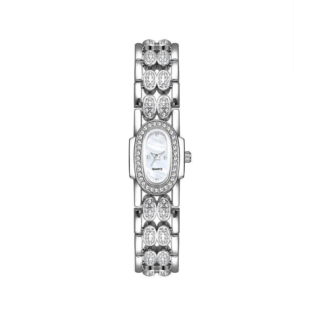 Bracelet Stainless Steel Quartz Vintage Watch Rhinestone Wristwatch for Women Gifts