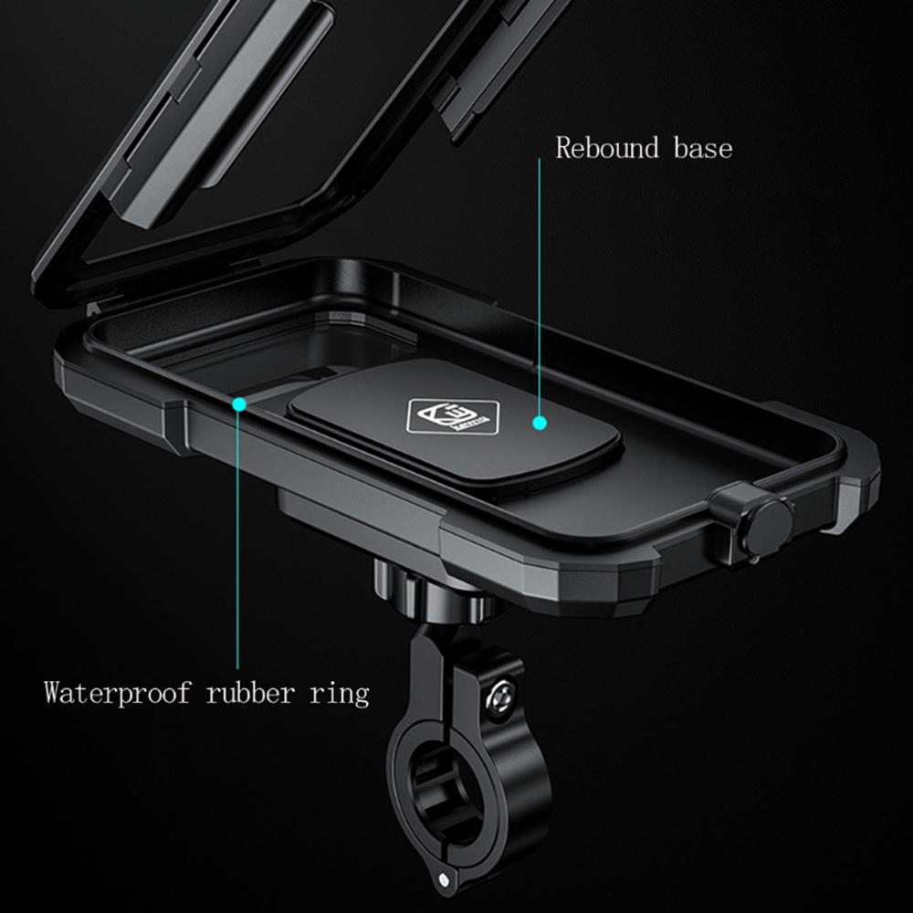 Black Motorcycle Bike Handlebar Phone Case Holder Stand Touch Screen Waterproof