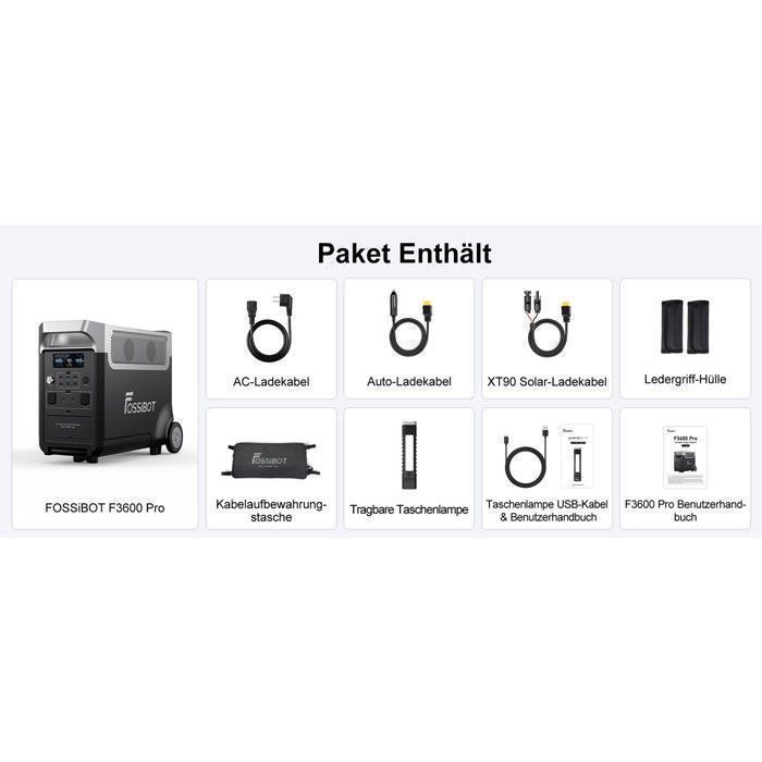 Générateur Solaire Portable - FOSSIBOT - F3600 PRO - 3840 Wh - 3600 W - Batterie LiFePO4