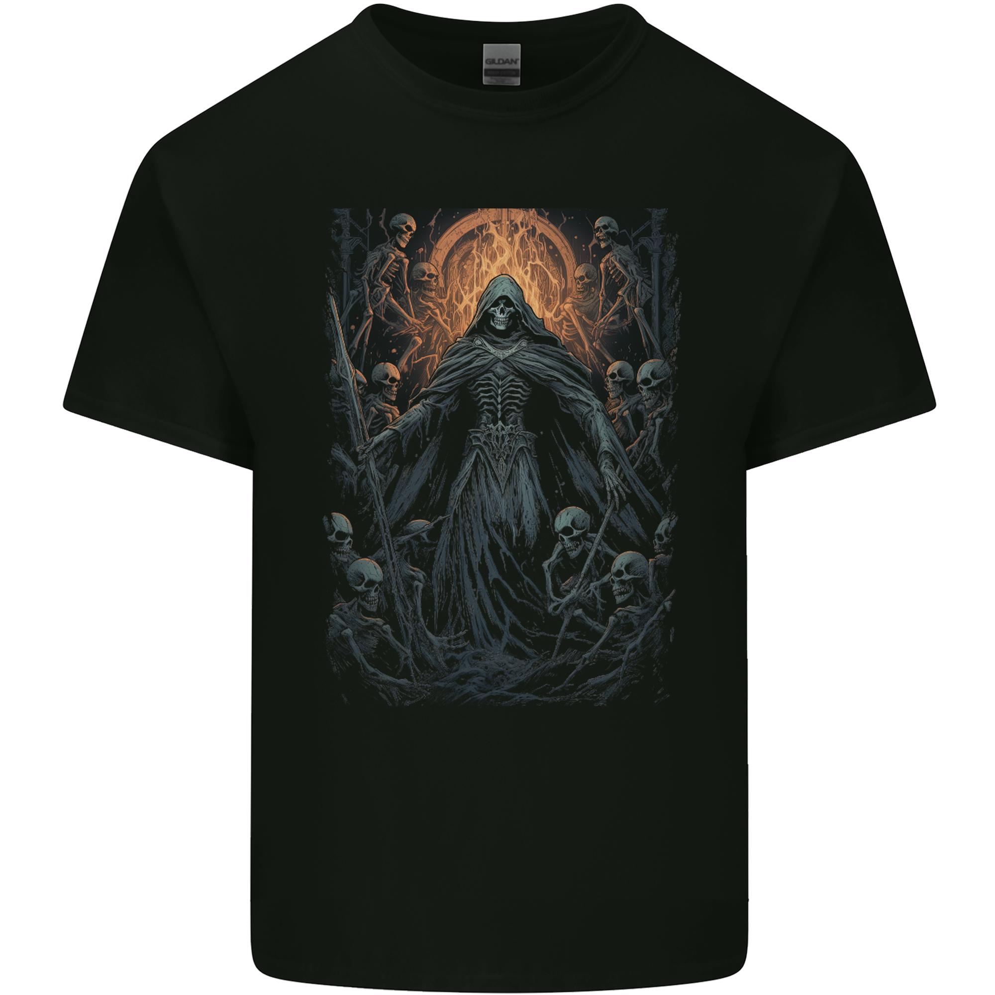 Skulls of Hell Grim Reaper Unisexs Light Cotton TShirt S
