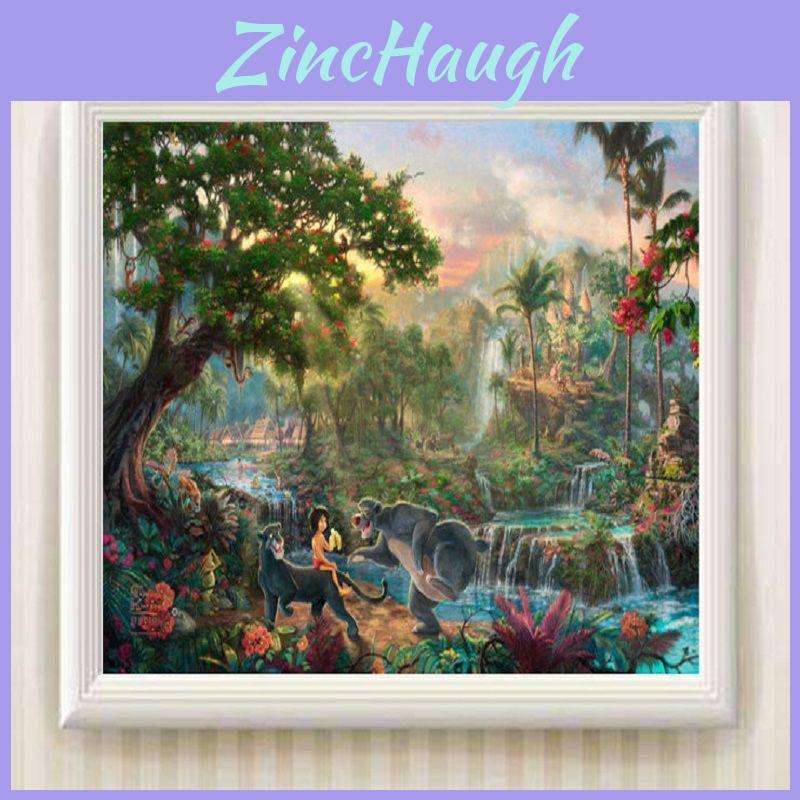 Mermaid Princess Fairy Tale Canvas Art For Children's Room Cartoon/animation Style Colorful Flower Pattern Framed Spray Painted