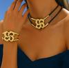 Creative Exaggerated Multi-layer Oval Ring Pendant Necklace Earring Set for Women Fashion Party Jewelry Sets Accessories Gifts