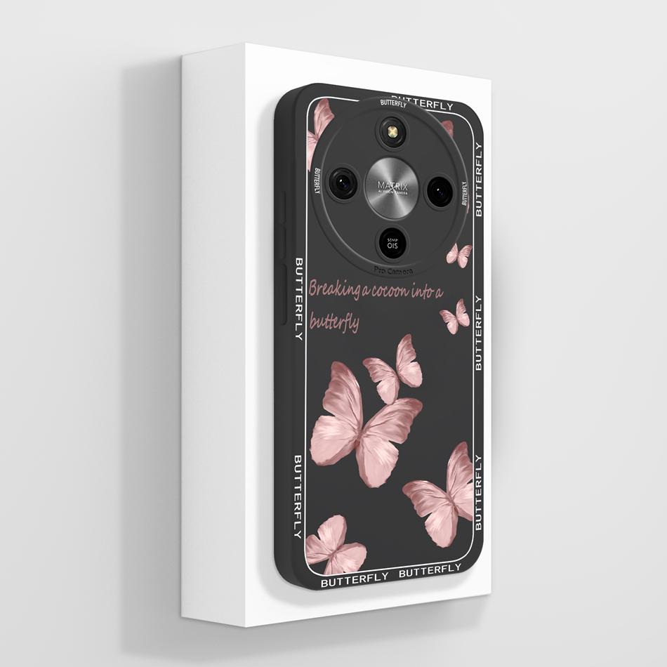 For Honor Magic 8 Lite Case Simple Butterfly Phone Cover Soft Liquid Silicone Shockproof Back Covers For Magic8 Lite 5G Bumper