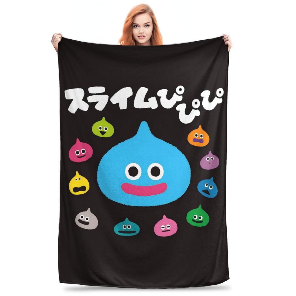 D-Dragon Quest Slime Plush Blankets Kids  Flannel Throw Blanket For Couch Chair Sofa Bed Warm Custom Quality Bedspread Gift Idea