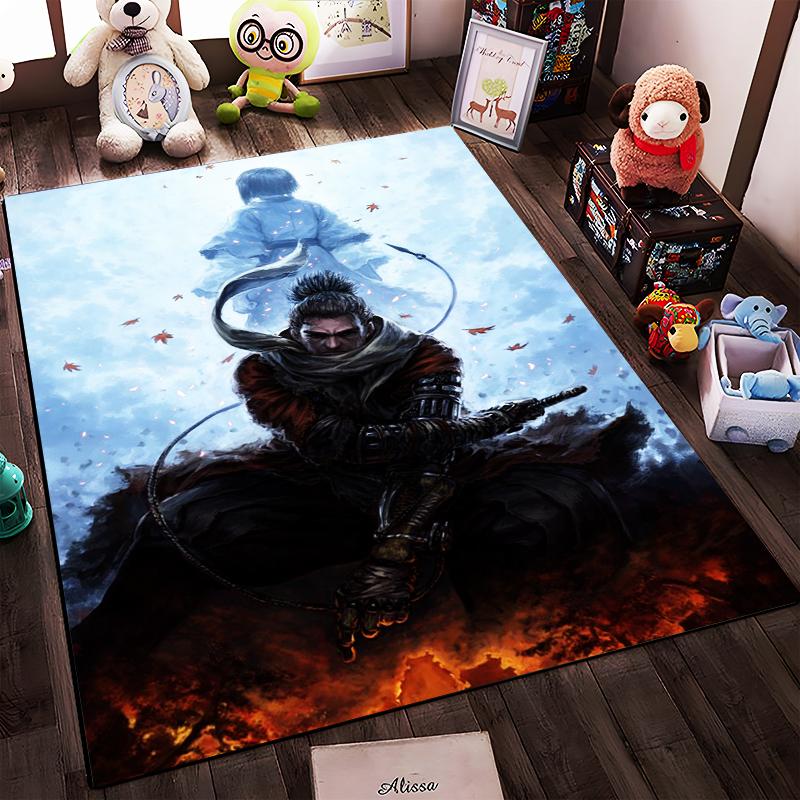 Epic Samurai Warrior Dark and Ice Theme Carpet for Home Decor Suitable for use as an anti-slip for living room bedroom sofas