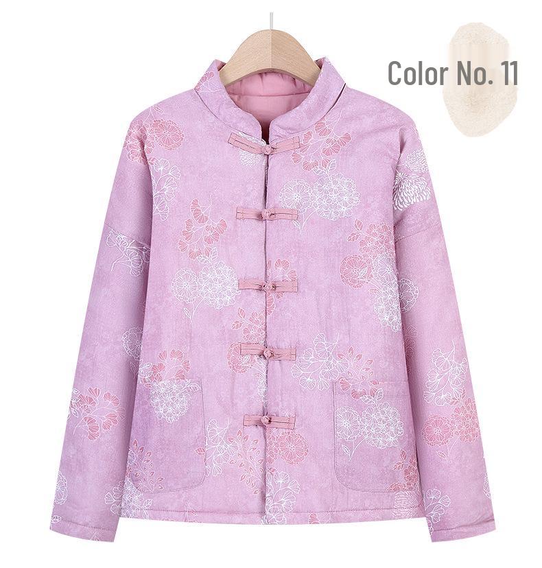 Women's Winter Thickened Warm Cotton Padded Jacket - Chinese Style Loose Outerwear for Middle-Aged and Elderly