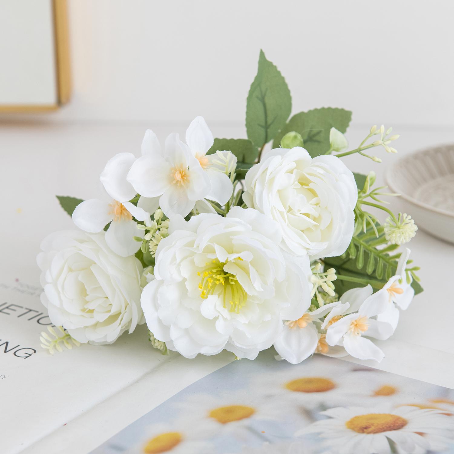 

Artificial Flowers Silk Peony Hydrangea High Quality Valentine s Wedding Bridal Bouquet Home Room Table Wreath Diy Gifts Decora 1 pc белый