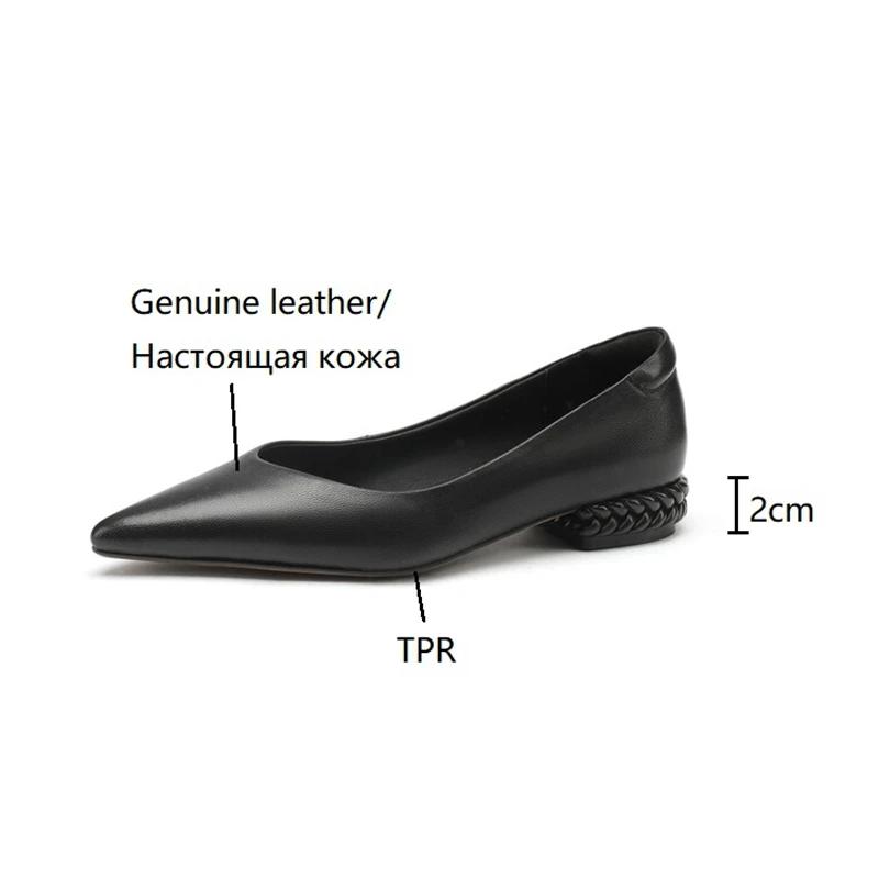 Fashion NEW Autumn/Spring Women Pumps Genuine Leather Shoes for Women Pointed Toe Low Heel Shoe Concise Slip-on Plus Size Handmade Shoes
