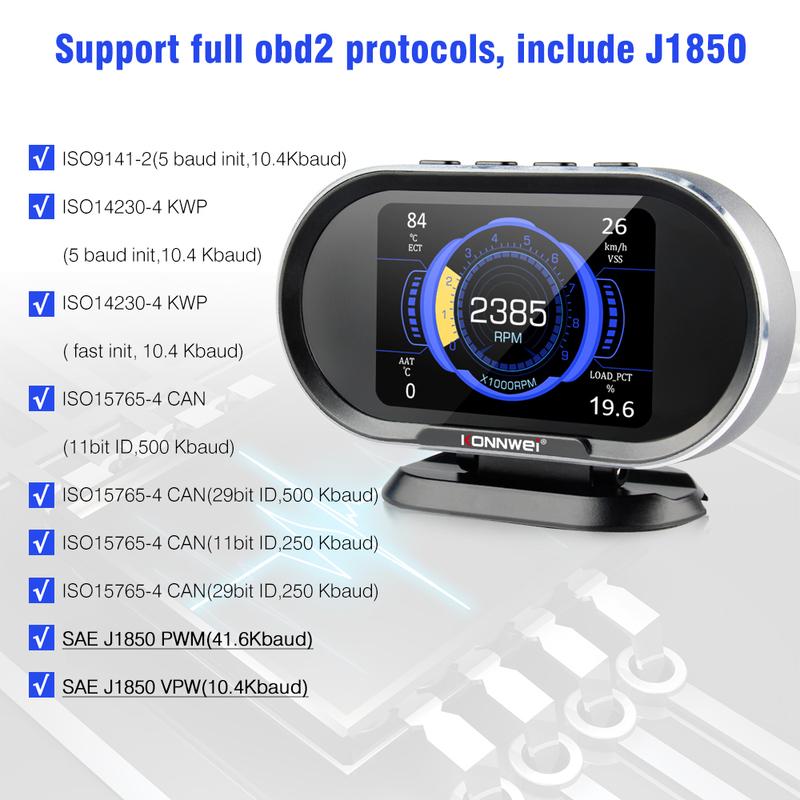 KONNWEI KW206 OBD2 Car On-Board Computer Auto Digital Computer Display OBD 2 Scanner Fuel Consumption Water Temperature Gauge