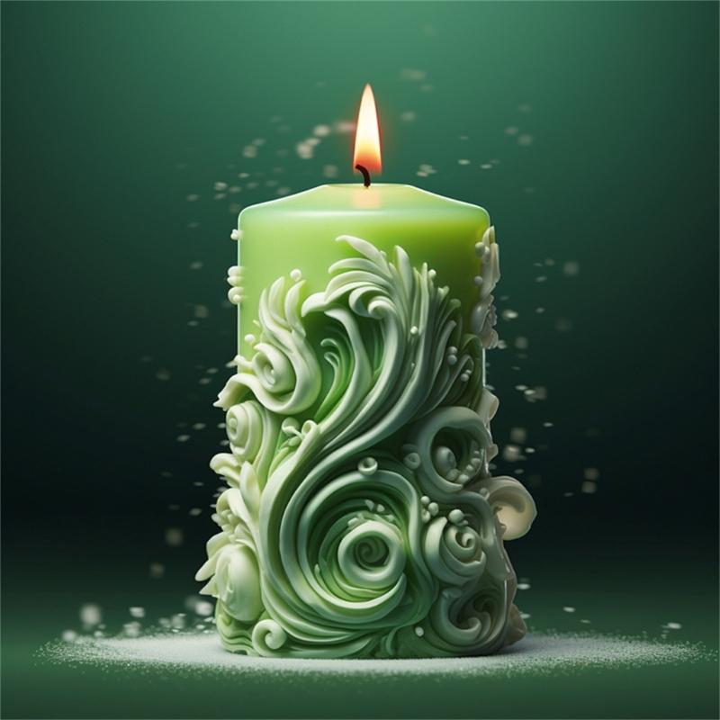 Carved Cylinder Candle Mold, Candle Mold for DIY Candle Gypsum Ornaments Home Decorations, Epoxy Resin Casting