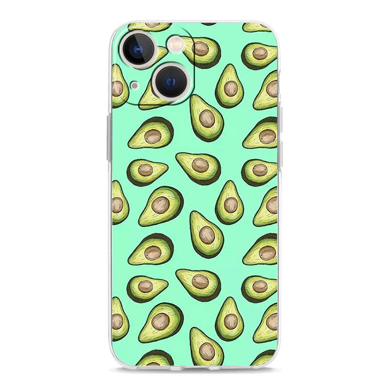 

Transparent Phone Case Cover for iPhone 17 16 15 14 13 12 11 Pro Max Plus 17 AIR Shockproof Soft TPU Shell Cute Avocado Fundas for iPhone 17